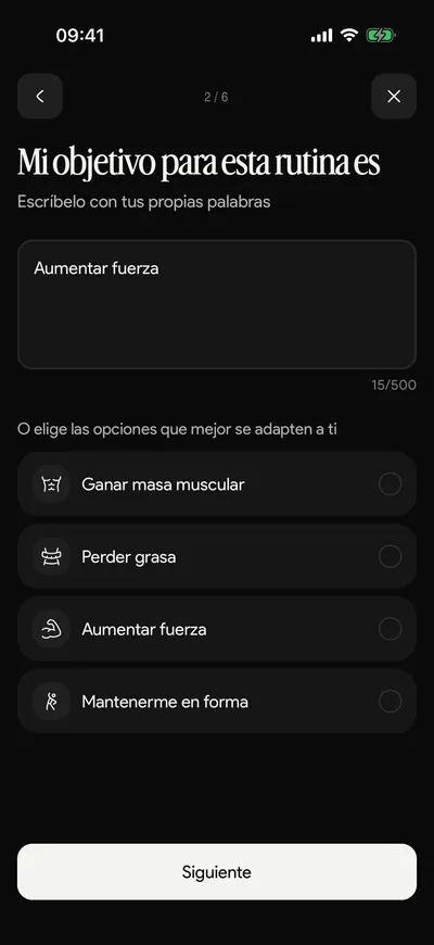 Pantalla de Kaizer para elegir tu objetivo